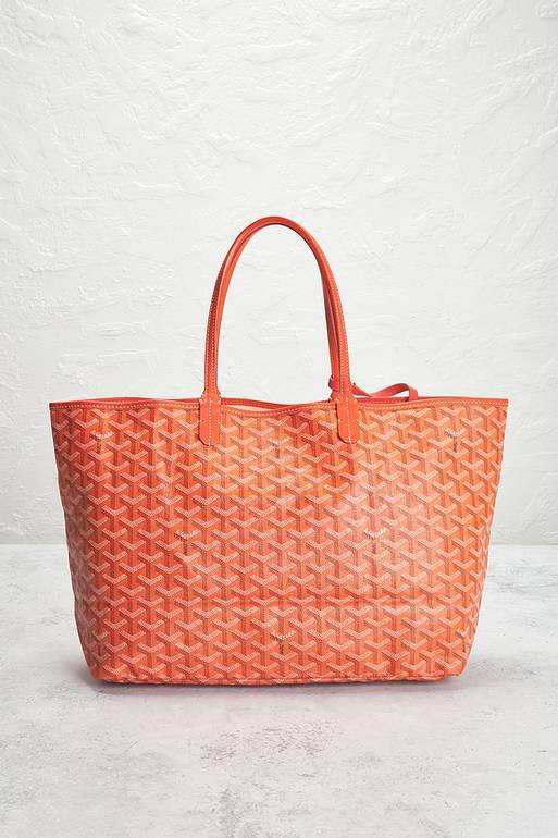 Goyardشنطة كتف Goyard Saint Louis بنقشة Goyardine مع محفظة – برتقالي