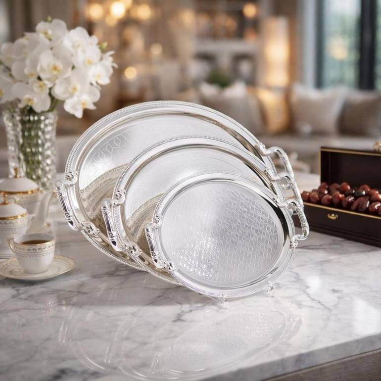 Luxury Serving Tray - Silver | Lavera Home