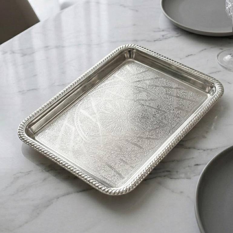 Luxury Serving Tray - Silver | Lavera Home
