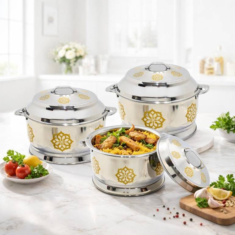 Indian Stainless Food Container - Gold | Lavera Home – 1000ml – Silver