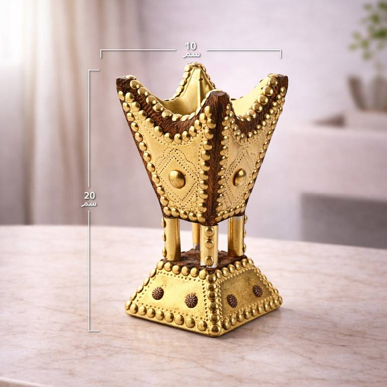 مبخرة حائلية ملبسه بنحاس (طقم او بالحبه)  اللون الذهبي - صغير ٢٠سم