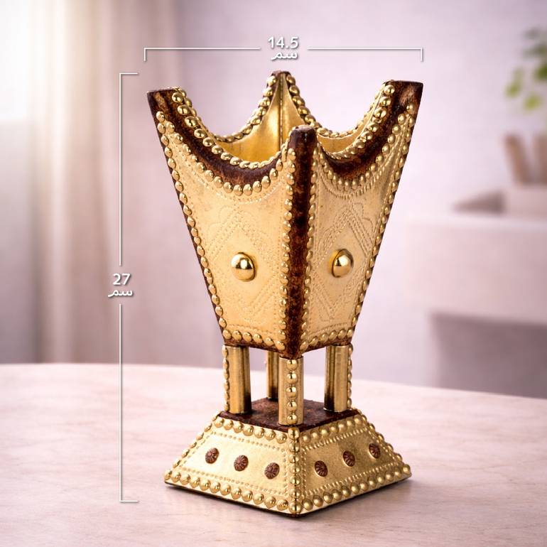 مبخرة حائلية ملبسه بنحاس (طقم او بالحبه)  اللون الذهبي - كبير ٢6سم
