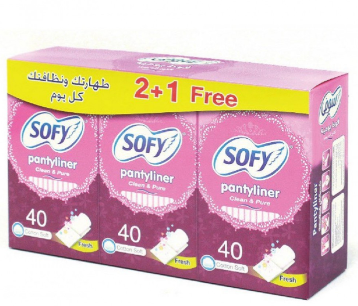سوفي كلين أند بيور , فوط يومية , ملمس قطني , مقاس عادي , 2 + 1 مجانا  , 120 فوطة منعشه