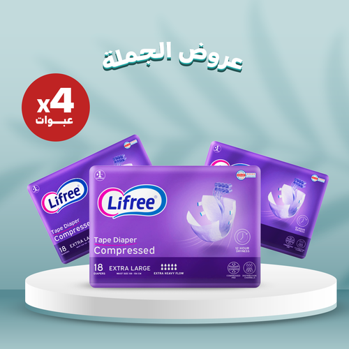ليفرى-  حفائض - اكس لارج - غزير جدا  - كرتون - 4 عبوات - 18قطعة للعبوة