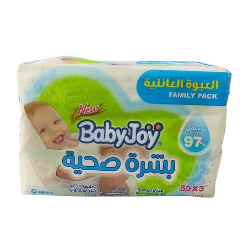بيبي جوي - مناديل مبللة لبشرة صحية - 3 × 50 منديل