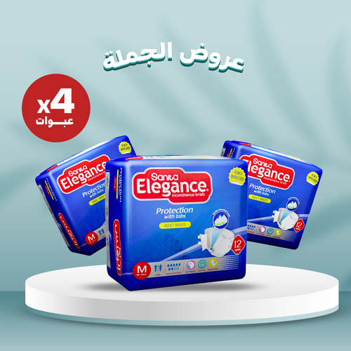 سانيتا اليجانس  - حفائض - وسط - كرتون - 4 عبوات - 12قطعة للعبوة