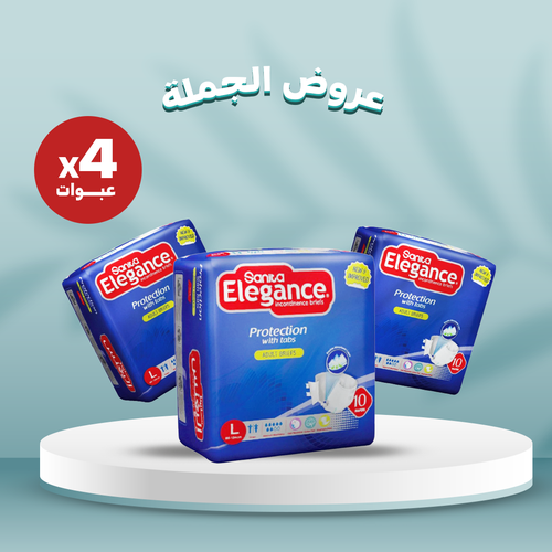 سانيتا اليجانس  - حفائض  - كبير - كرتون - 4 عبوات - 10قطعة للعبوة