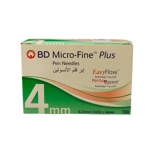 إبر أقلام إنسولين BD - ميكرو - فاين EasyFlow - طول 4 مم -  عدد 100 إبرة