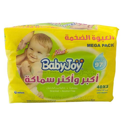 بيبي جوي - مناديل مبللة أكثر سمكاً - 3 × 40 قطعة