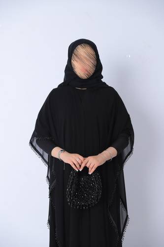 عبايه كريب ملكي وشيفون