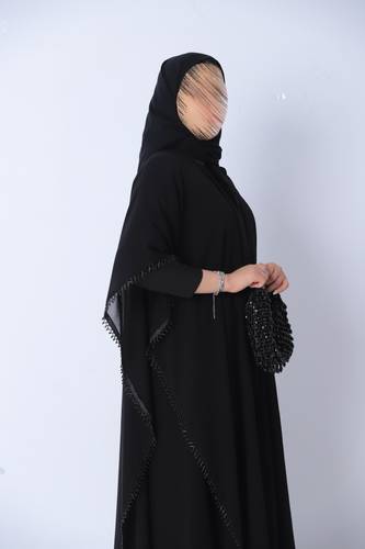 عبايه كريب ملكي وشيفون
