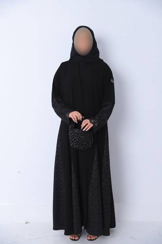 عبايه كريب سيراميك ودانتيل