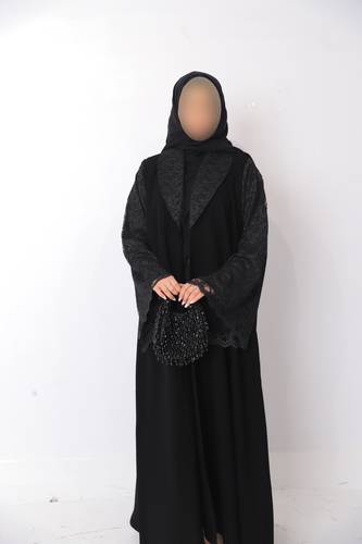عباية كريب سيراميك ودانتيل