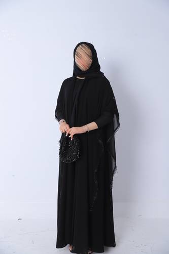 عبايه كريب ملكي وشيفون
