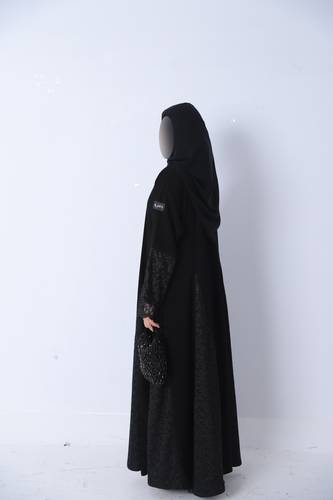 عبايه كريب سيراميك ودانتيل