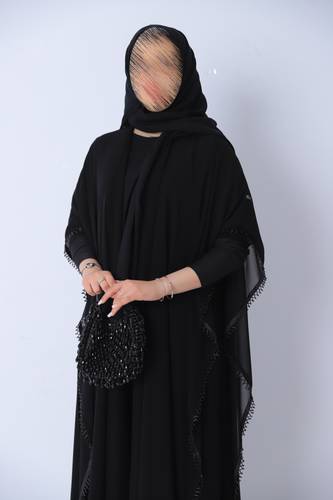 عبايه كريب ملكي وشيفون