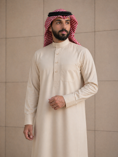 ثوب شتوي شبابي زرار سادة