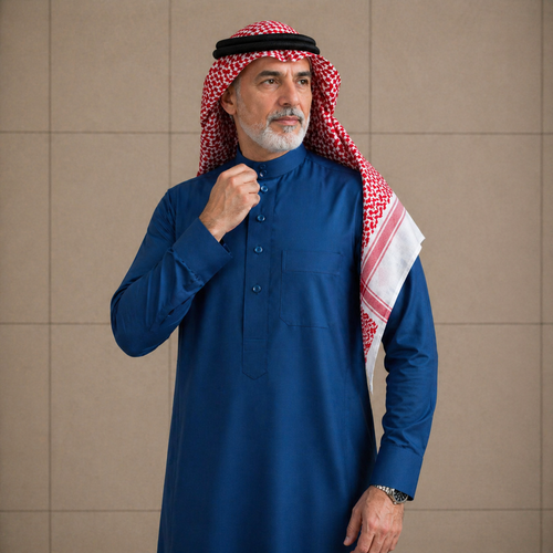 ثوب شتوي رجالي زرار سادة