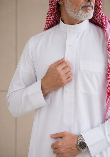 ثوب رجالي زرار سادة