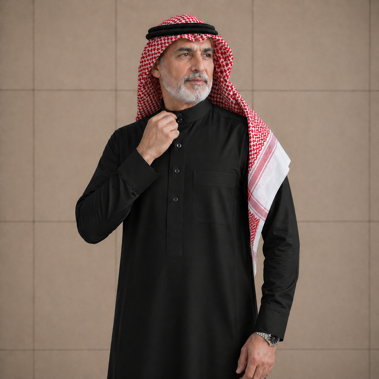 ثوب شتوي رجالي زرار سادة