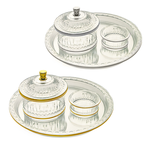 Clear Acrylic Round Dates Tray Set, 3 Pieces