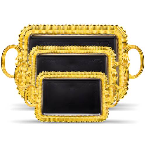 12-Piece Gold-Edged Black Coffee Cup Set