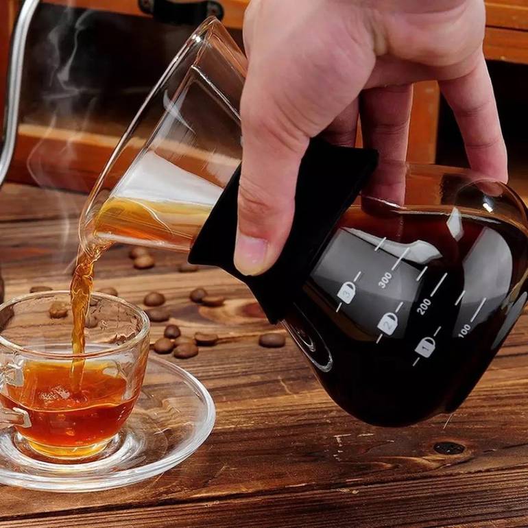 اداة صنع القهوة المختصة زجاج مع فلتر استيل 