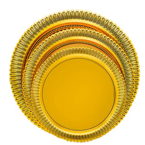 3-Piece Full Round Gold Serving Tray Set