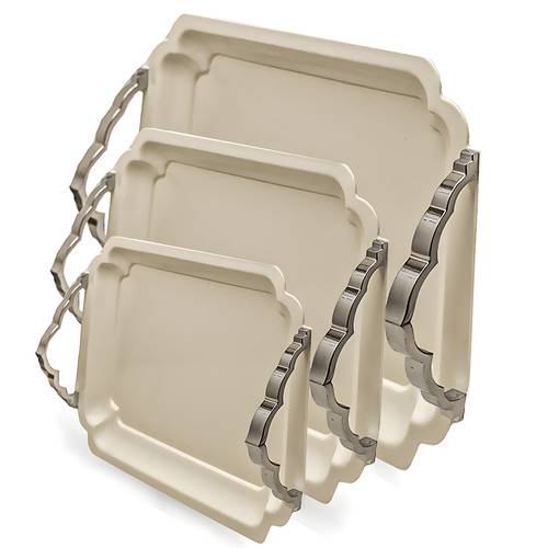 Alsaif Athir Ivory Serving Tray Set, 3 Pieces