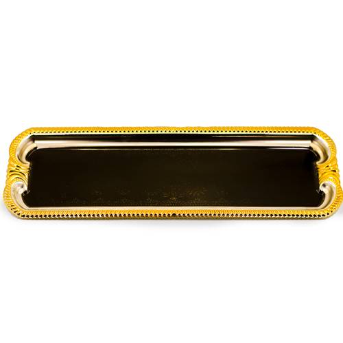 Large Single Black Gold-Edged Rectangular Toffee Tray