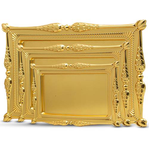 Gold Rectangular Dip Serving Tray Set – 3 Pieces