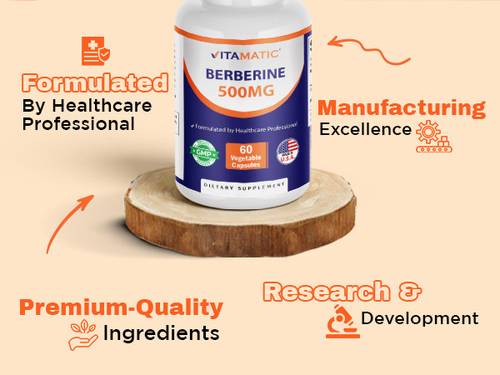 Vitamatic Berberine 500 mg - 60 Vegetarian Capsules