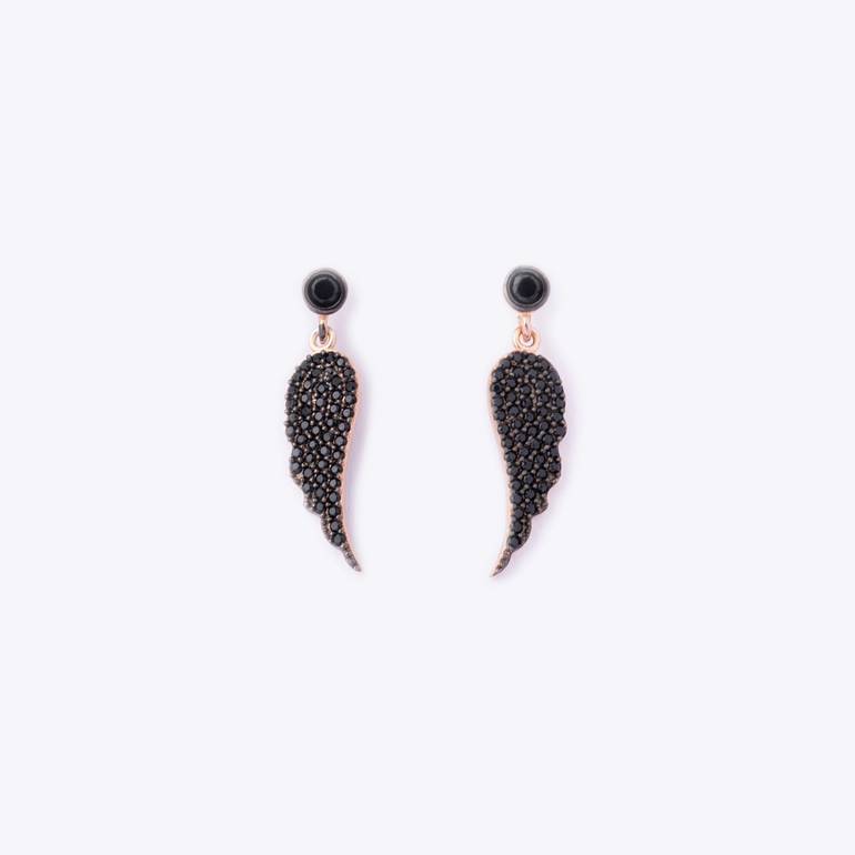 WINGS EARRINGS; BLACK
