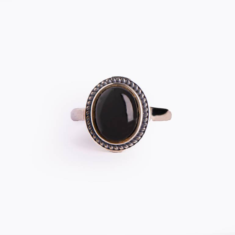 AGATE STONE RING, SILVER