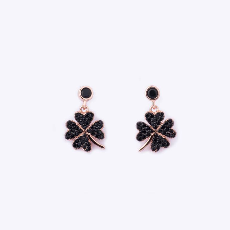 FLOWER EARRINGS; BLACK