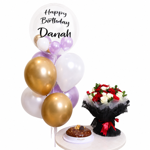 مجموعة عيد الميلاد الفريدة | ورد و بالون و كيك