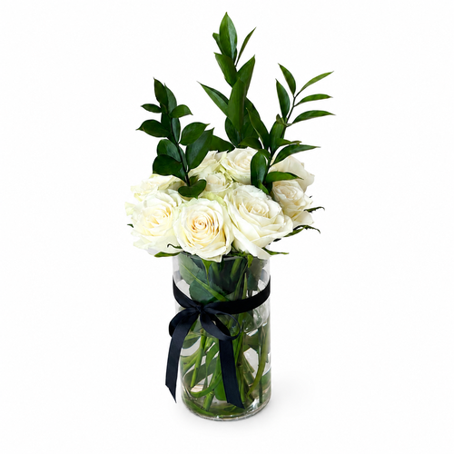 White Rose Vase | Cylindrical Vase