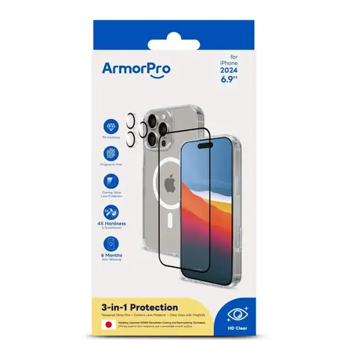 بكج حماية3*1 شفاف ماك سيف ايفون 16 ArmorPro