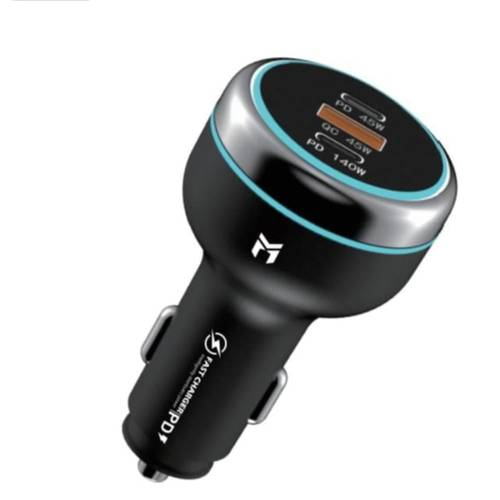 شاحن سيارة بقوة 230 واط بمنفذين Pd ومنفذ Usb للشحن السريع من موج ماكس -اسود