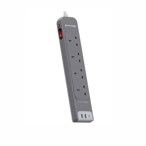 توصيلة راف باور 4 منافذ طاقة ومنفذين USB ومنفذ PD بطول 3 متر