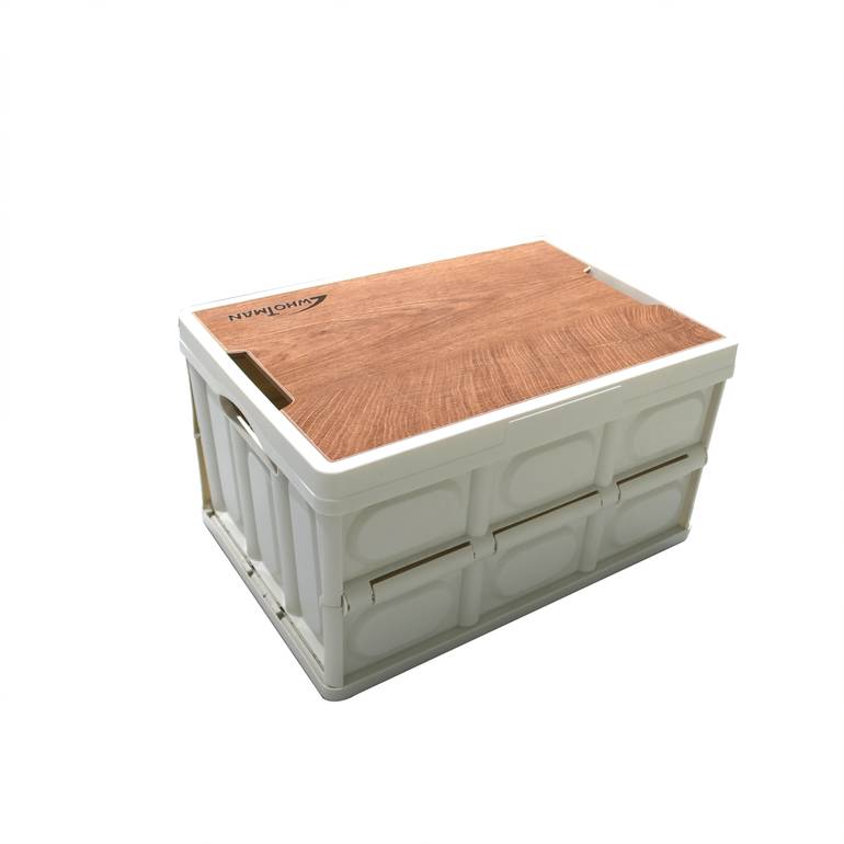 صندوق تخزين متعدد الاستخدام قابل للطي كبير غطاء خشبي متحرك