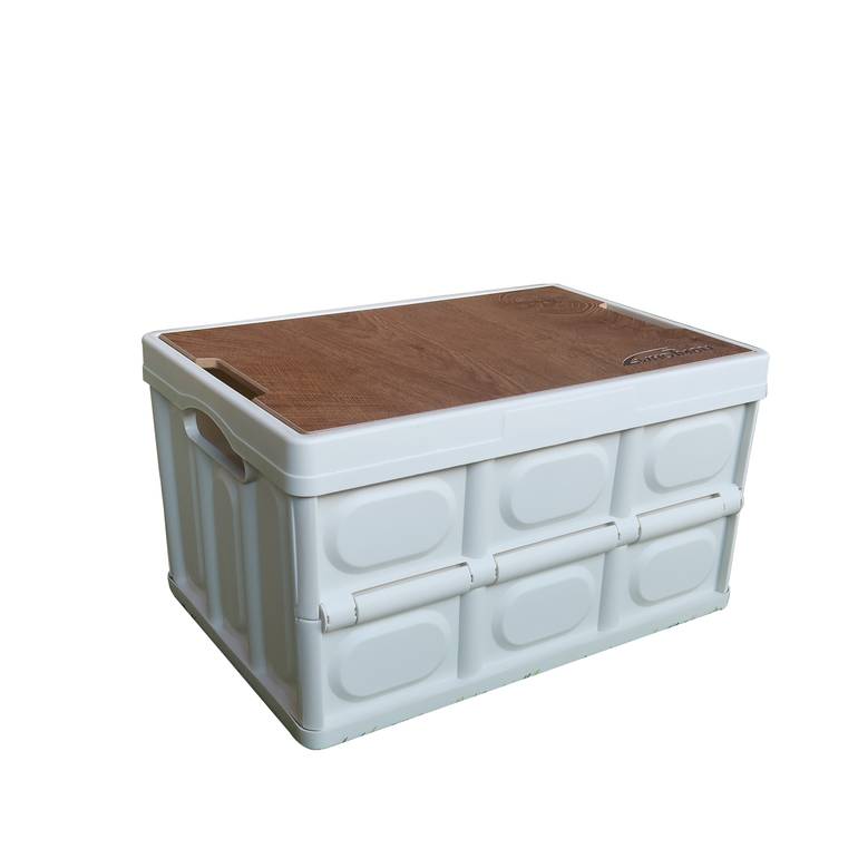 صندوق تخزين متعدد الاستخدام قابل للطي كبير غطاء خشبي متحرك
