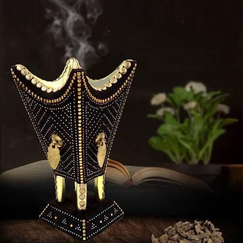 مبخرة الفخامة خشب أثل رشم بني غامق