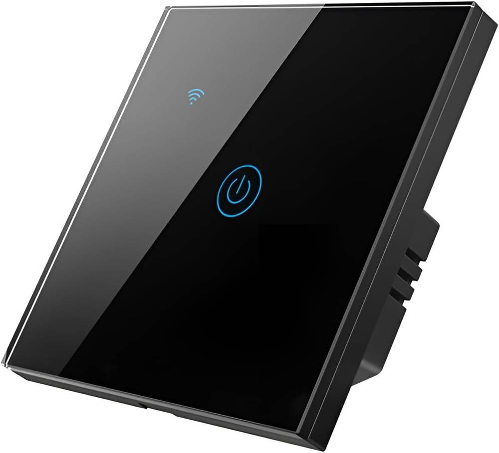  مفتاح اضاءة ذكي WiFi لمس، اسود، متوافق مع اليكسا، تحكم عن بعد عن طريق تطبيق 