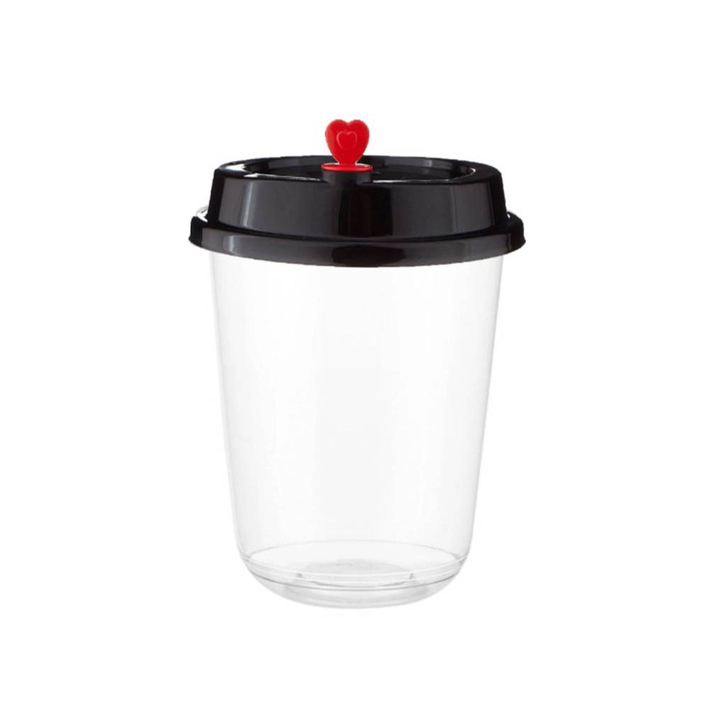 كأس بلاستيك للقهوة والعصير شكل U مع غطاء اسود 16اونص - 18حبة