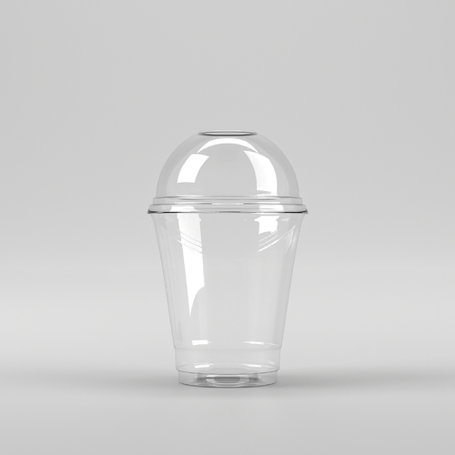 كأس بلاستيك للقهوة والعصير مع غطاء 12 أونص - 50 حبة