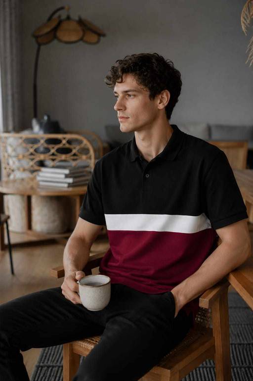 Polo T shirt - Black&Maroon