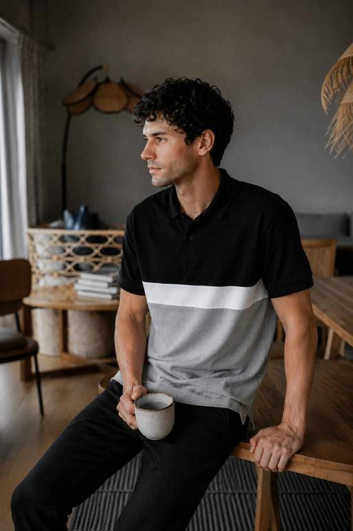 Polo T shirt - Black&Maroon