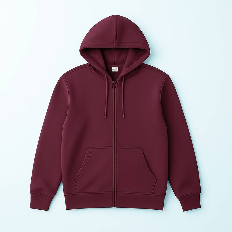 Men Zip-Up Hoodie - burgundy