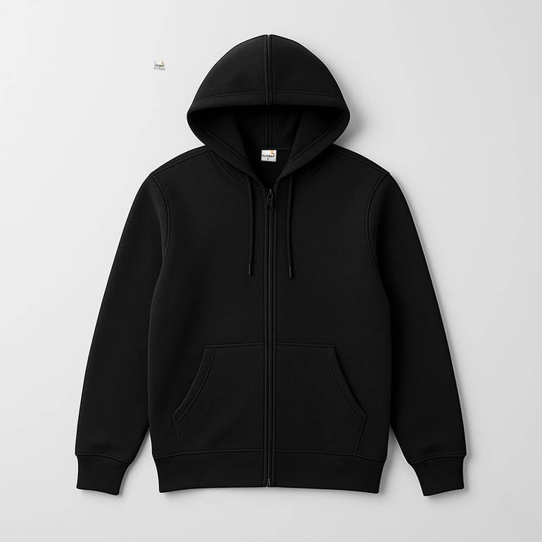Men Zip-Up Hoodie - Black